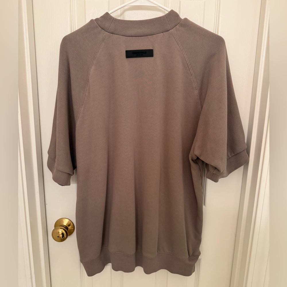 ESSENTIALS Oversized Taupe Short Sleeve Top